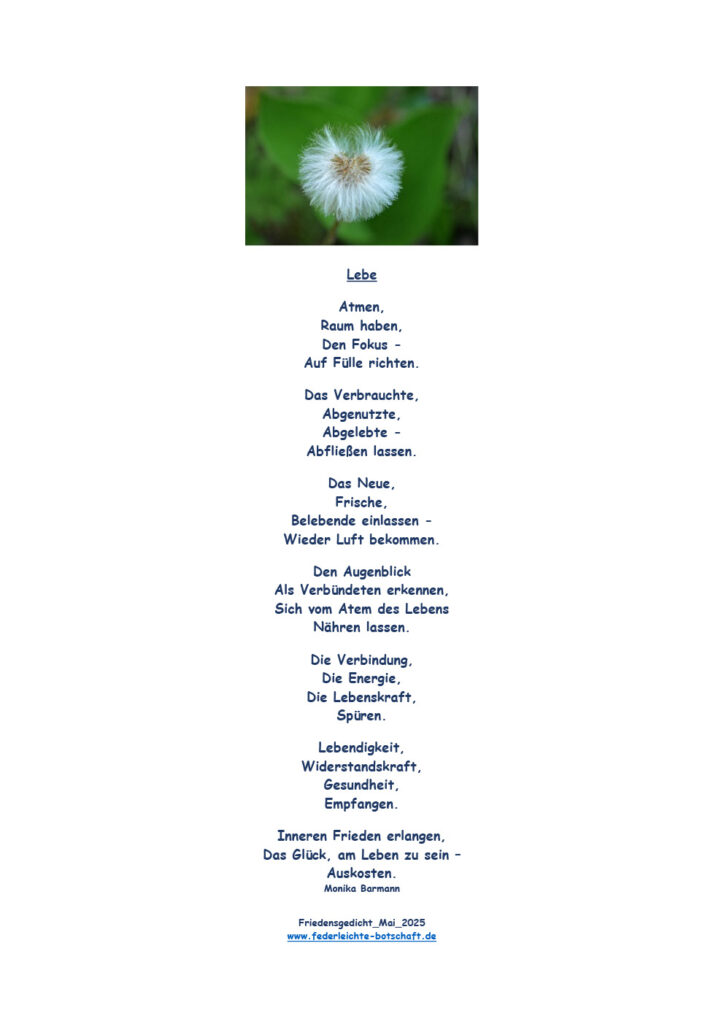Friedensgedicht Mai 2025